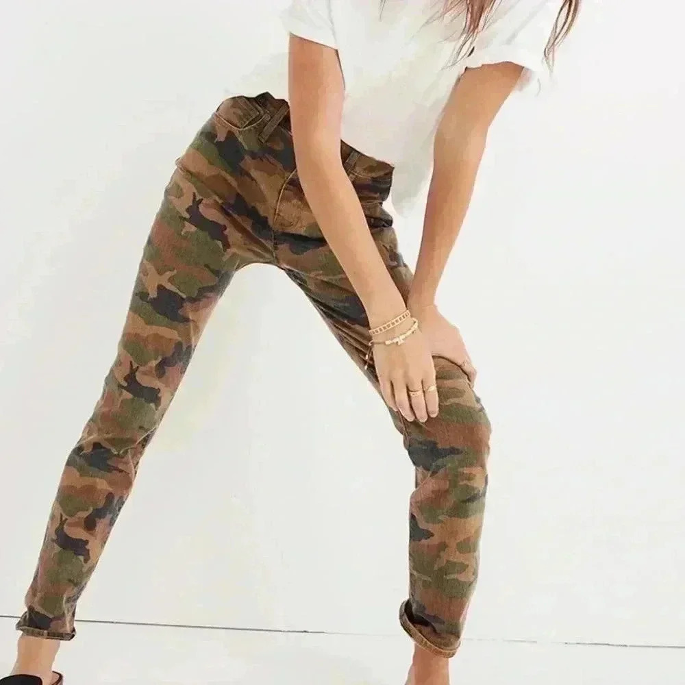 New Madewell High Rise Slim Boyfriend Camo Jeans